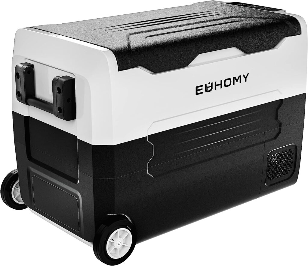 EUHOMY 12 Volt Refrigerators, -4℉~68℉, 48 Quart Portable Freezer Electric Cooler 12/24V DC  120-240V AC, Removable Divider, Car Fridge For Car, RV, Camping, Travel, Fishing, Outdoor or Home.