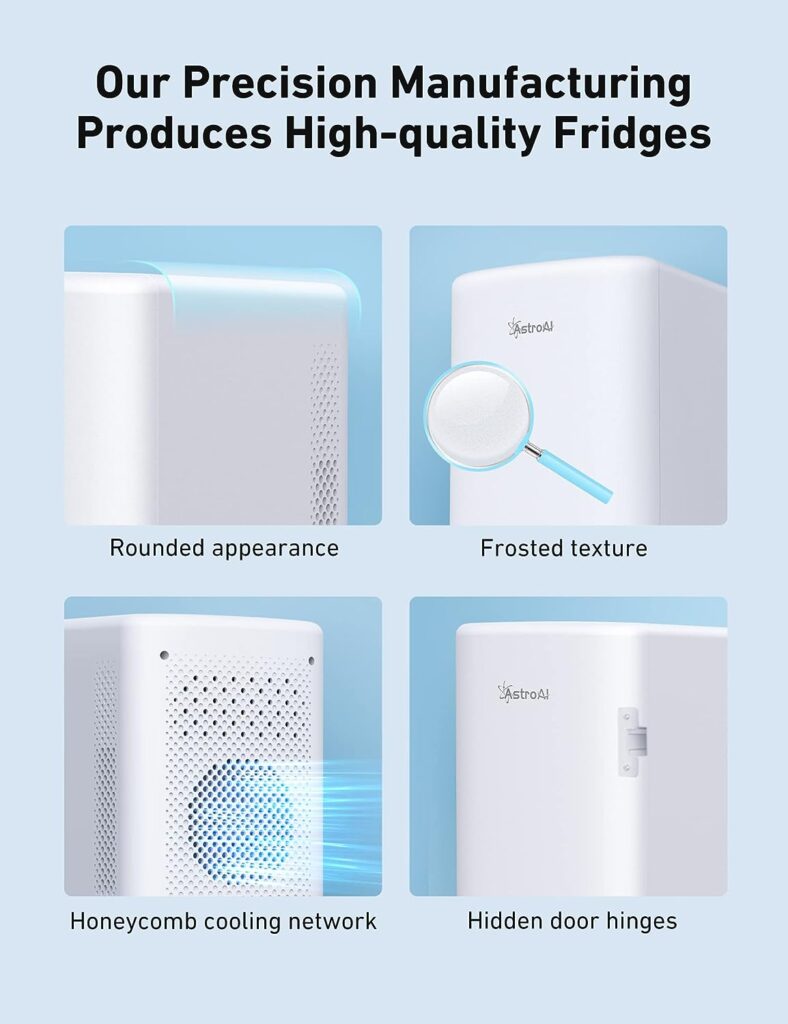 AstroAI Mini Fridge 2.0 Gen, 6 Liter/8 Cans Makeup Skincare Fridge 110V AC/ 12V DC Portable Thermoelectric Cooler and Warmer Little Tiny Fridge for Bedroom, Beverage, Cosmetics LY2206A (Pearl)