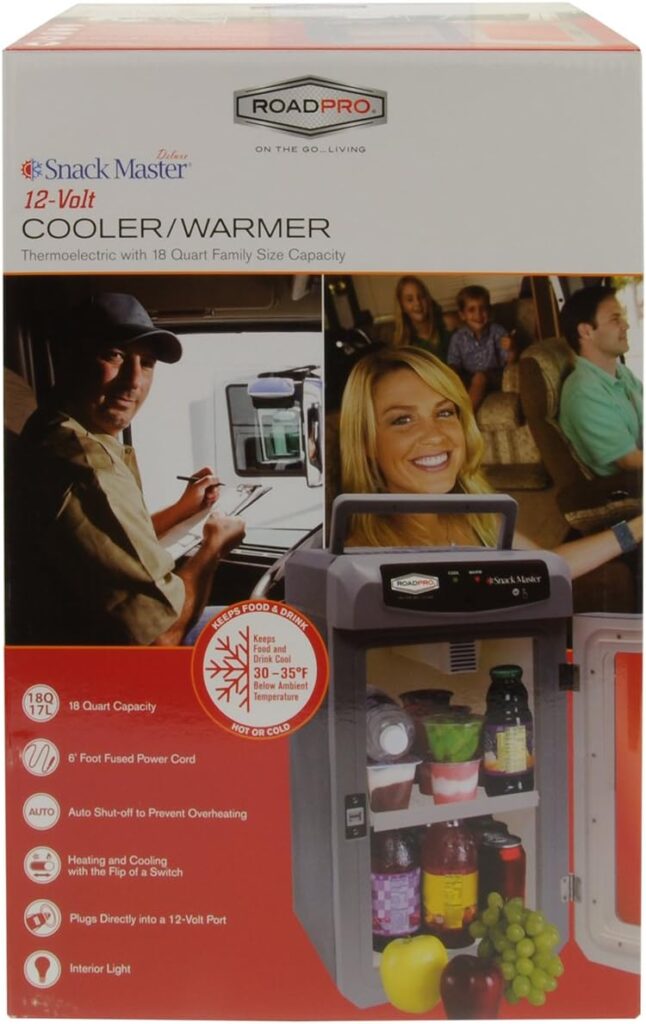 RoadPro RP5653SF 12-Volt Snackmaster Cooler/Warmer, Medium, Gray
