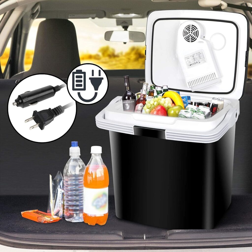 ZENY Mini Fridge Electric Cooler and Warmer for Car- 12V DC Car Refrigerator with Automatic Locking Handle, 28 Quart Portable Car Fridge for Travel and Camping