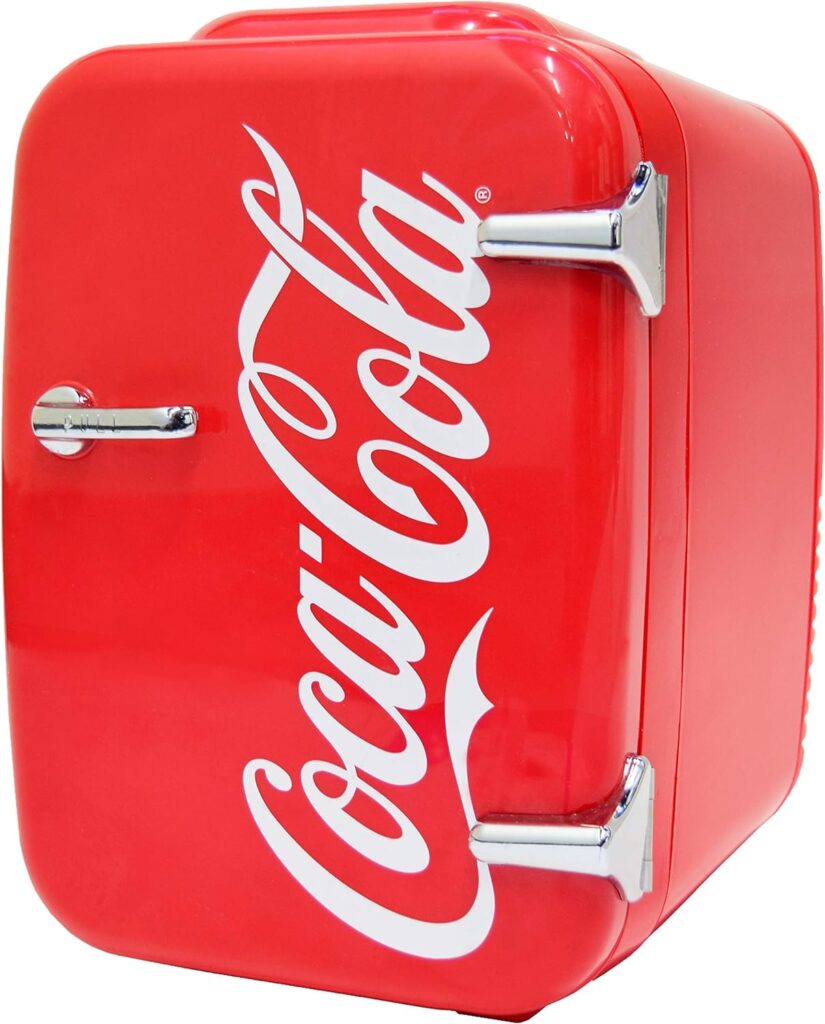 Cooluli Retro Coca-Cola Mini Fridge for Bedroom - Car, Office Desk College Dorm Room - 4L/6 Can 12V Portable Cooler Warmer for Food, Drinks Skincare - AC/DC and Exclusive USB Option (Coke, Red)