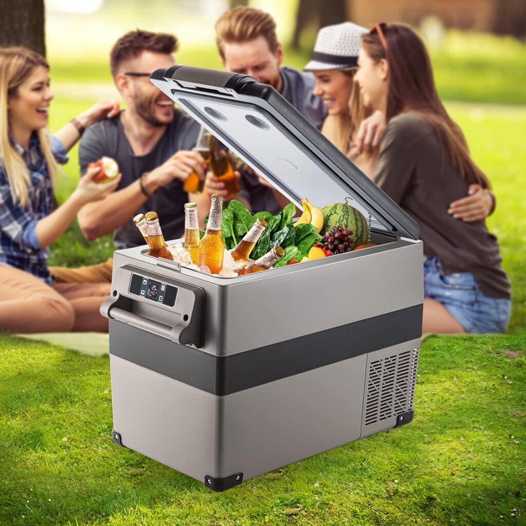 VEVOR Portable Car Refrigerator 21 Quart(20 Liter),12 Volt App Control(-4℉~68℉), Electric Compressor Cooler with 12/24v DC  110-240v AC for Camping, Travel, Outdoor or Home Use